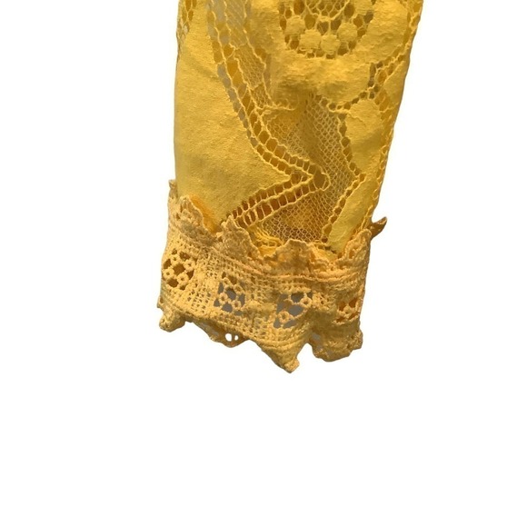 Sheer Yellow Boxy Fit Boho Lace Crop Top Approx. Size M - Picture 4 of 6